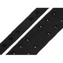 Bandă cu capse pentru confecții textile / body, lățime 42 mm - Negru (1 Metru)