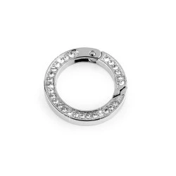 Carabina inel cu strasuri ø24 mm - Nichel (1 Bucată)
