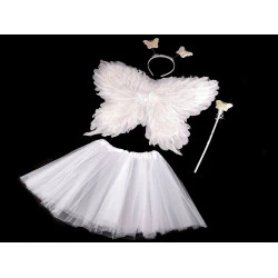 Costum de carnaval - zână, aripi de pene - Alb (1 Set)