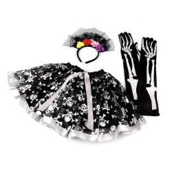Costum de carnaval - halloween, schelet - Negru (1 Set)