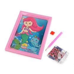 Pictura cu diamant cu rama, set creativ - Culoare aleatorie (1 Set)