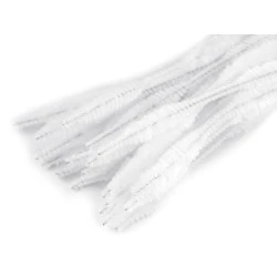 Sârme de modelare plușate ø5-10 mm, lungime 30 cm - Alb (25 Bucăți)