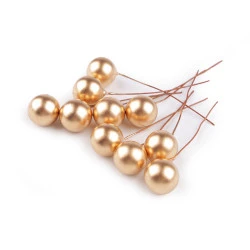 Bobițe decorative artificiale pe sârmă ø1,5 cm - Auriu (10 Bucăți)