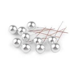 Bobițe decorative artificiale pe sârmă ø1,5 cm - Argintiu (10 Bucăți)