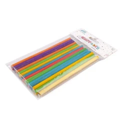 Bețe din lemn colorate, lungime 15 cm - Mix (1 Sac)