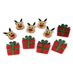 Mix de decorațiuni din fetru de craciun, ren, cadou - Mix (10 Bucăți)