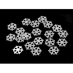 Fulgi de zăpadă din pâslă cu sclipici ø15 mm - Argintiu (20 Bucăți)