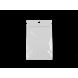 Saculeț din celofan cu fermoar  8x13 cm - Alb (100 Bucăți)
