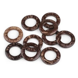 Inel de nucă de cocos / cerc ø30 mm macrame - Natural mediu (10 Bucăți)