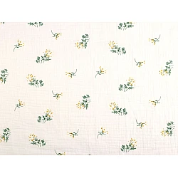 Muselina / sifon plante de luncă - Off white (1 Metru)