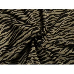 Catifea imitație zebra - Verde kaki (1 Metru)