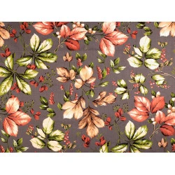 Țesătură de bumbac / pânză frunze de toamnă - Gri neutral (1 Metru)