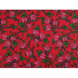 Țesătură de bumbac / pânză trandafir folclor - Roșu (1 Metru)