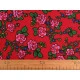 Țesătură de bumbac / pânză trandafir folclor - Roșu (1 Metru)