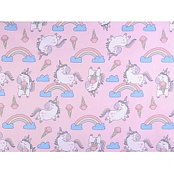 Țesătură / pânză din bumbac unicorn - Roz deschis (1 Metru)