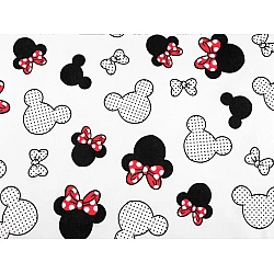 Tesatura de bumbac mickey / minnie mouse - Alb (1 Metru)
