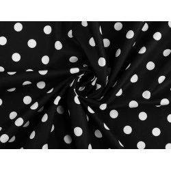 Țesătură de bumbac / pânză buline - Negru (1 Metru)