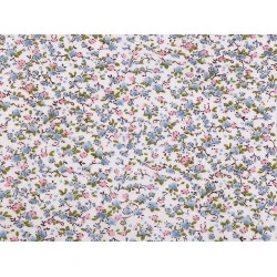 Țesătură de bumbac cu flori mărunte - Albastru deschis (1 Metru)
