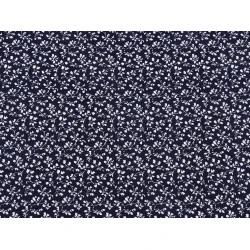 Țesătură de bumbac / pânză imprimeu flori mici - Albastru închis (1 Metru)