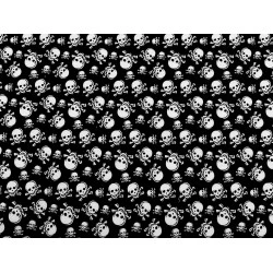 Țesătură din bumbac cu cranii - Negru (1 Metru)
