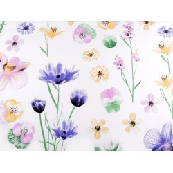 Țesătură de bumbac/pânză flori - Alb (1 Metru)