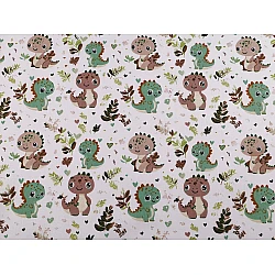 Tesatura de bumbac dinosaur - Verde (1 Metru)
