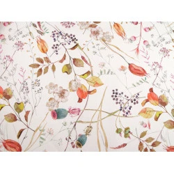 Țesătură din bumbac half panama cu imprimeu digital flori - Roz somon închis (1 Metru)