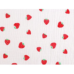 Muselină căpșuni / tifon dublu - Alb (1 Metru)