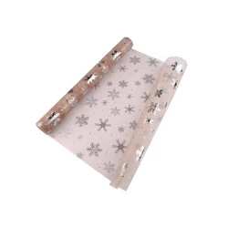 Organza de craciun cu fulgi de zăpadă, latime 50 cm - Bej (1 Metru)