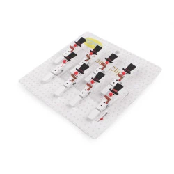 Clești decorativi de crăciun, om de zăpadă, ren - Alb (8 Bucăți)