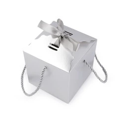 Cutie cadou cu panglica si sfoara - Argintiu (12 Bucăți)