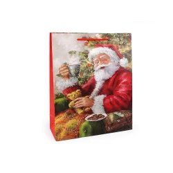 Sacosa cadou de craciun cu sclipici - Roșu (3 Bucăți)