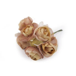 Trandafir artificial - Bej verzui (6 Bucăți)