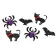 Pisică de pâslă, liliac și păianjen cu sclipici, halloween - Mix variante (6 Bucăți)