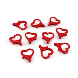 Carabinier metalic lacuit gaura inimii 15 mm - Roșu (10 Bucăți)