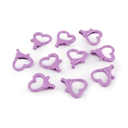 Carabinier metalic lacuit gaura inimii 15 mm - Mov liliachiu (10 Bucăți)