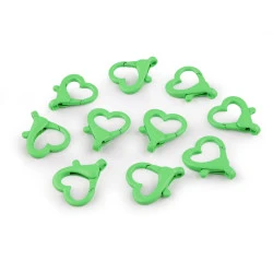 Carabinier metalic lacuit gaura inimii 15 mm - Verde pastel deschis (10 Bucăți)