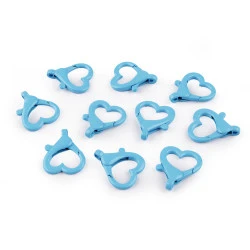 Carabinier metalic lacuit gaura inimii 15 mm - Albastru azur (10 Bucăți)