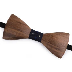 Papion din lemn, flori, mustață, note muzicale - Maro natural (1 Bucată)