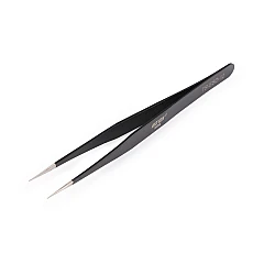 Penseta metalica cu varf subtire, dreapta, curbata, 13,5 cm - Negru (1 Bucată)