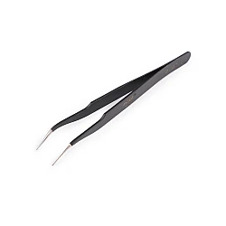 Penseta metalica cu varf subtire, dreapta, curbata, 13,5 cm - Negru (1 Bucată)