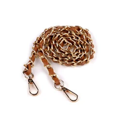 Curea din piele cu lant si carabine, pentru genti si telefoane mobile, latime 2 cm - Maro coniac (1 Bucată)