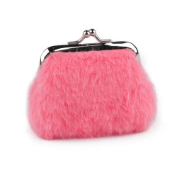 Portofel mic  pentru monede, pluș - Roz (1 Bucată)