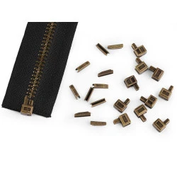 Set de capete inferioare pentru repararea fermoarului - Alamă antică (20 Seturi)