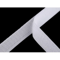 Velcro arici + pluș lățime 20 mm pes - Alb (25 Metri)