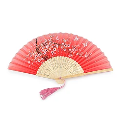 Evantai textil cu detalii metalice - Roșu (1 Bucată)