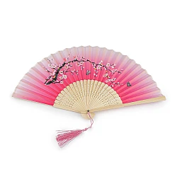 Evantai textil cu detalii metalice - Roz (1 Bucată)