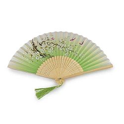 Evantai textil cu detalii metalice - Verde pastel deschis (1 Bucată)