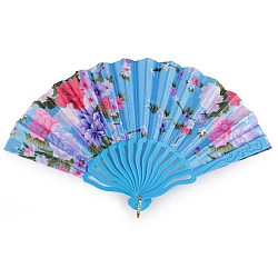 Evantai din material textil flori - Albastru delta (1 Bucată)