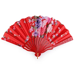 Evantai din material textil flori - Roșu (1 Bucată)